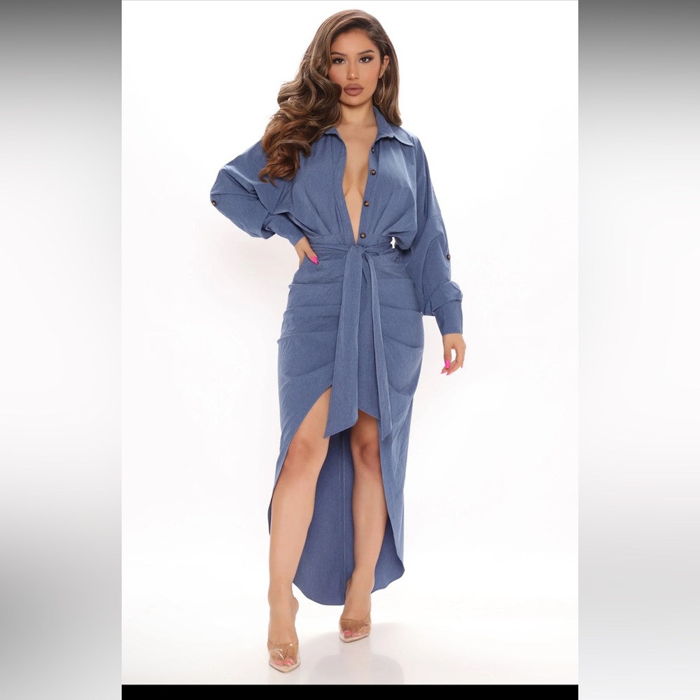Navy shirt dress